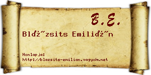Blázsits Emilián névjegykártya